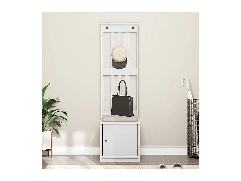 SANDNES weiße Garderobe 45x40x159,5 cm massives Kiefernholz