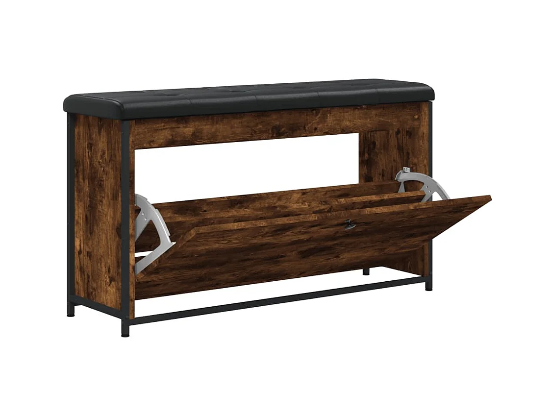 Gerookte eikenhouten opvouwbare ladekast schoenenbank 102x32x56 cm