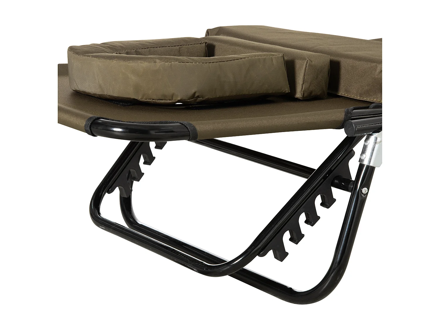 Transat pliable avec fenêtre de lecture, tissu Oxford imperméable, cadre acier, brun (190x56x28cm)