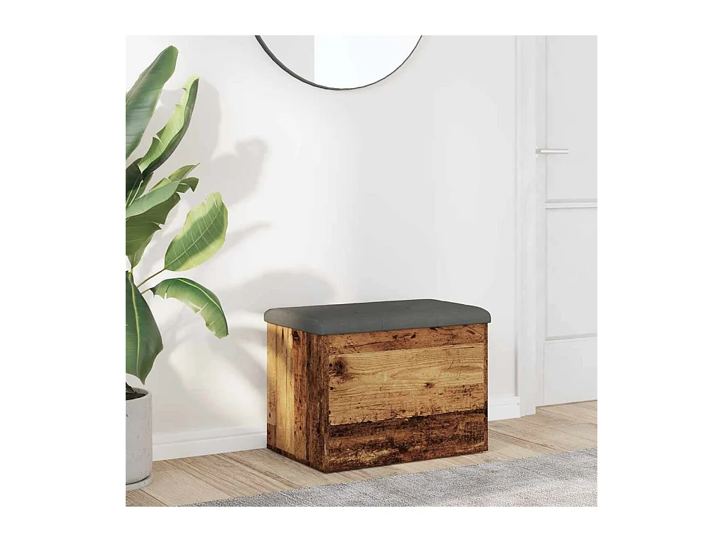Banc de rangement vieux bois 62x42x45 cm bois d'ingénierie