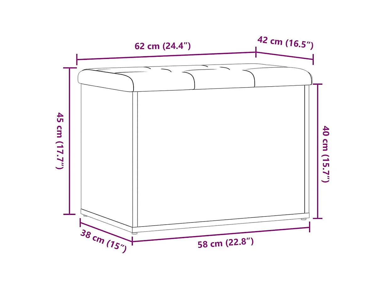 Banc de rangement vieux bois 62x42x45 cm bois d'ingénierie