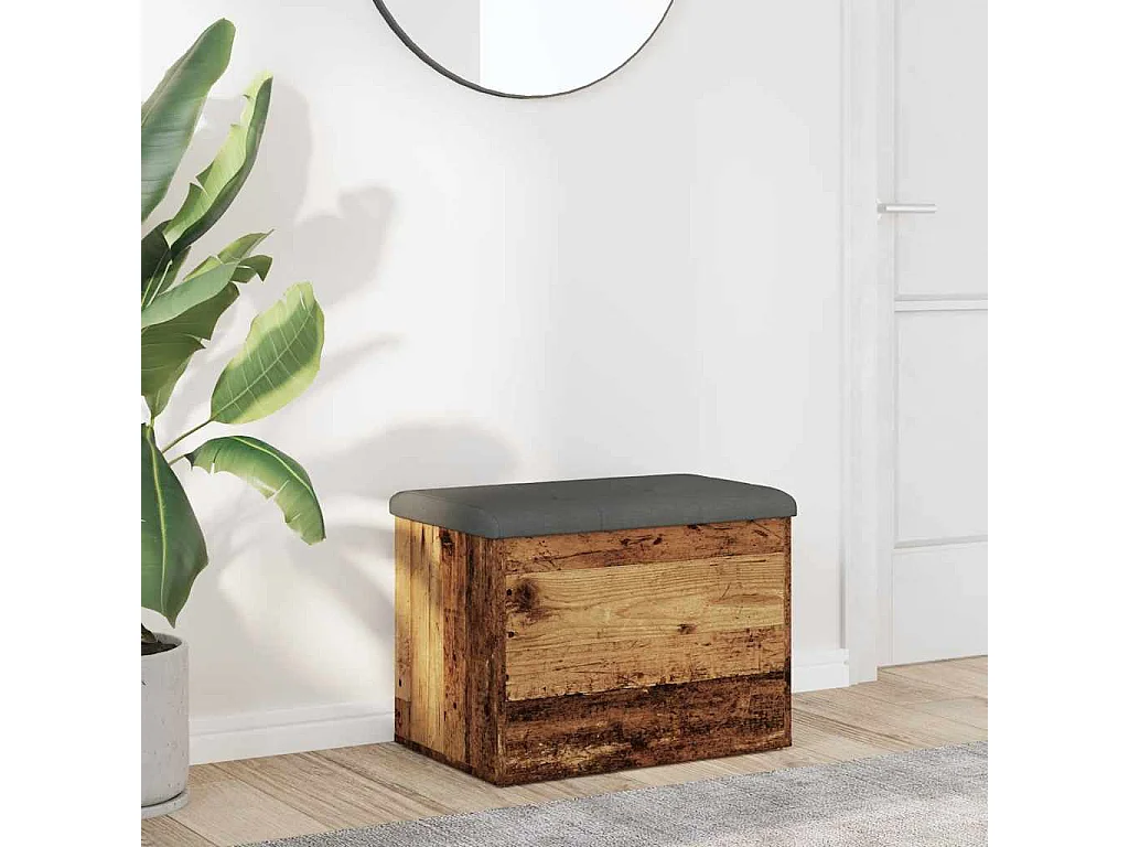 Banc de rangement vieux bois 62x42x45 cm bois d'ingénierie