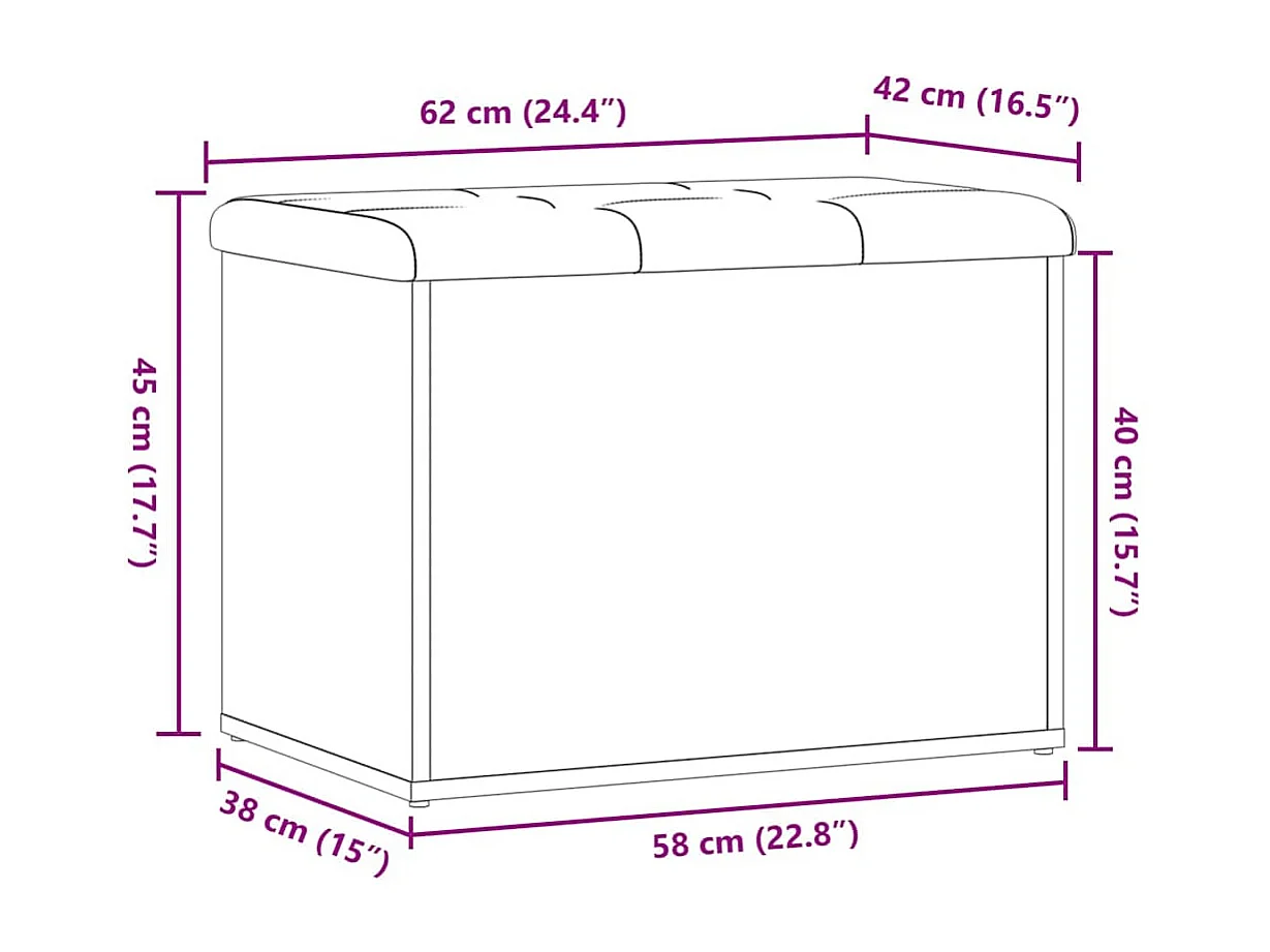 Banc de rangement vieux bois 62x42x45 cm bois d'ingénierie
