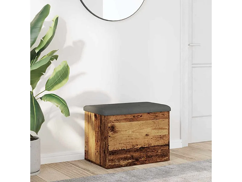 Banc de rangement vieux bois 62x42x45 cm bois d'ingénierie