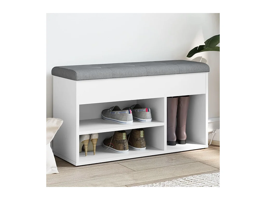 Panca portascarpe bianca 82x32x45,5 cm in legno ingegnerizzato