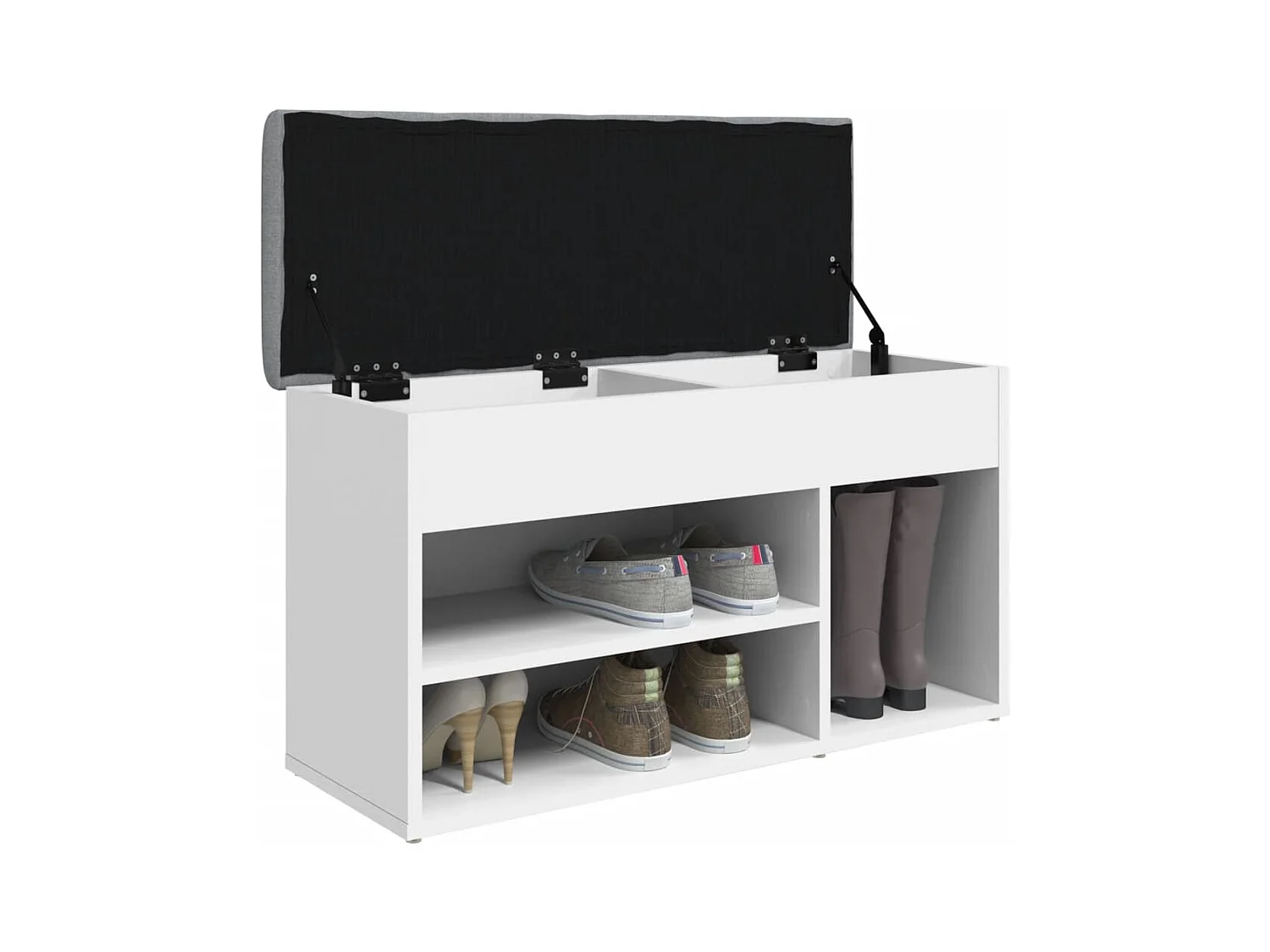 Panca portascarpe bianca 82x32x45,5 cm in legno ingegnerizzato