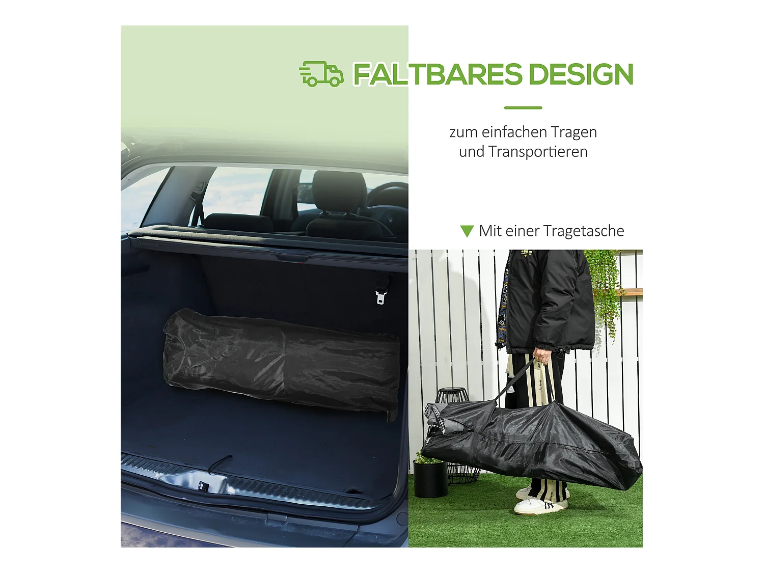 Lit de Camping Pliable avec Porte-Revues et Porte-Gobelet Noir (68x186x48 cm)