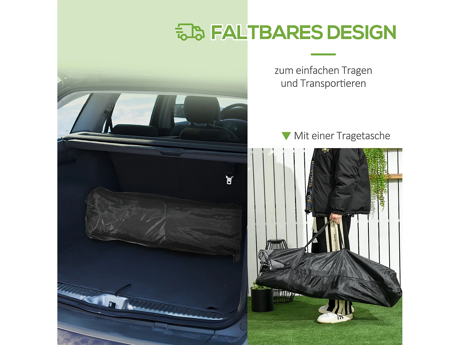 Lit de Camping Pliable avec Porte-Revues et Porte-Gobelet Noir (68x186x48 cm)