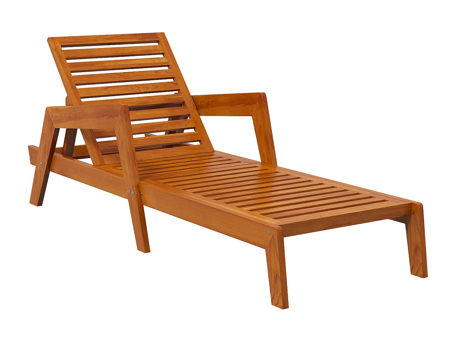 Chaise longue en bois avec dossier réglable, design fonctionnel, orange (66x190x73.5 cm)
