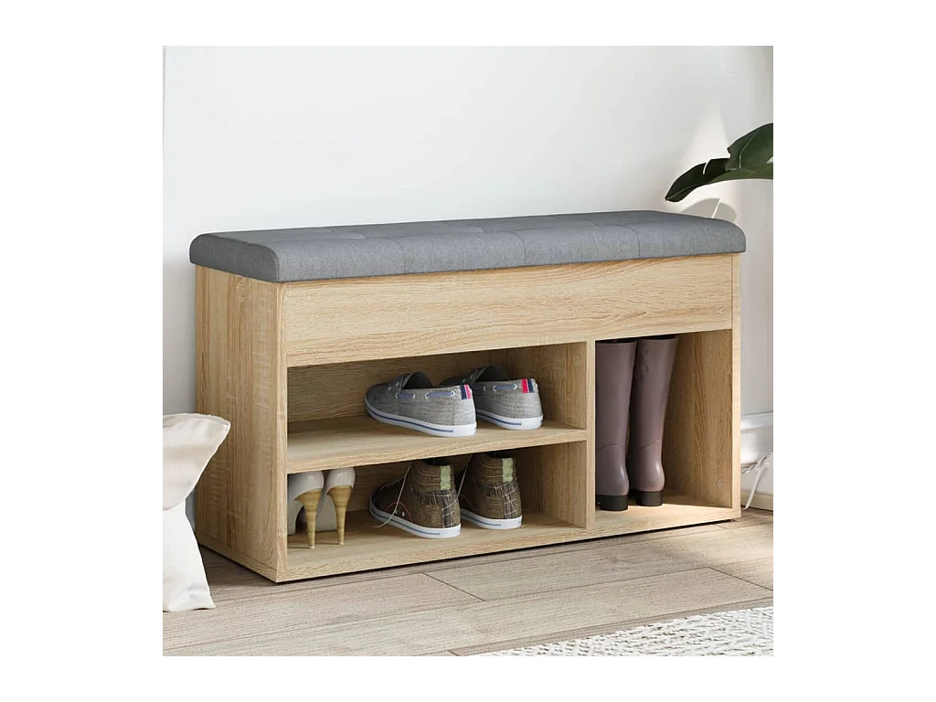 Schuhbank aus Sonoma-Eiche, 82 x 32 x 45,5 cm, Holzwerkstoff
