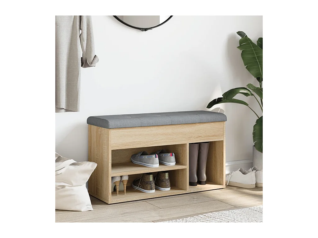 Schuhbank aus Sonoma-Eiche, 82 x 32 x 45,5 cm, Holzwerkstoff