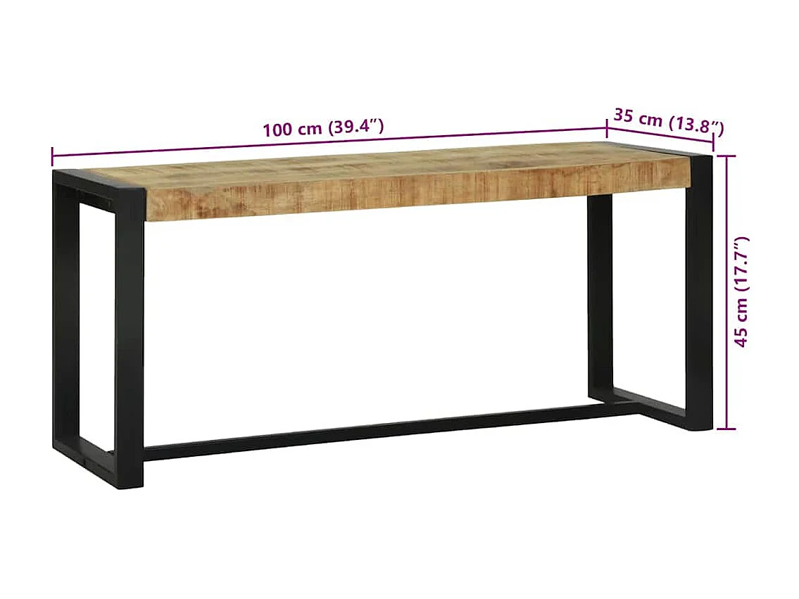 Banc Marron 100 x 35 x 45 cm Bois de manguier massif