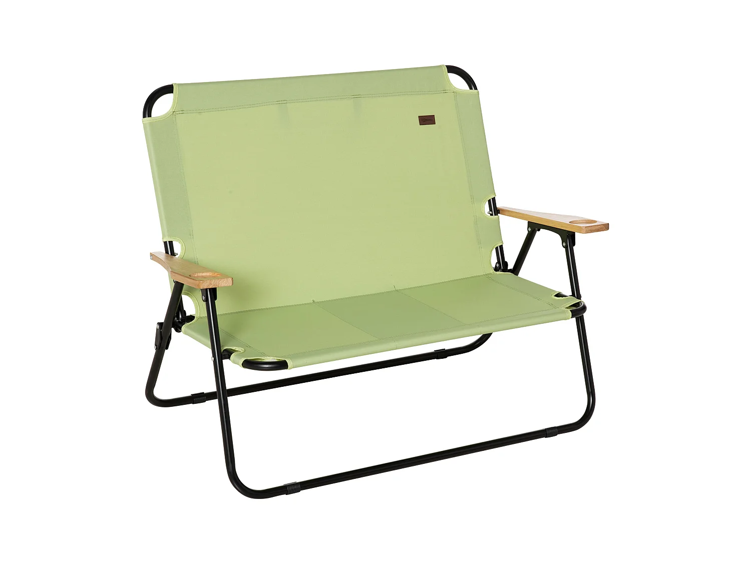 Chaise de Camping 2-Sièges pliable avec porte-gobelets, cadre en acier, tissu Oxford, vert clair (114x67x80 cm)