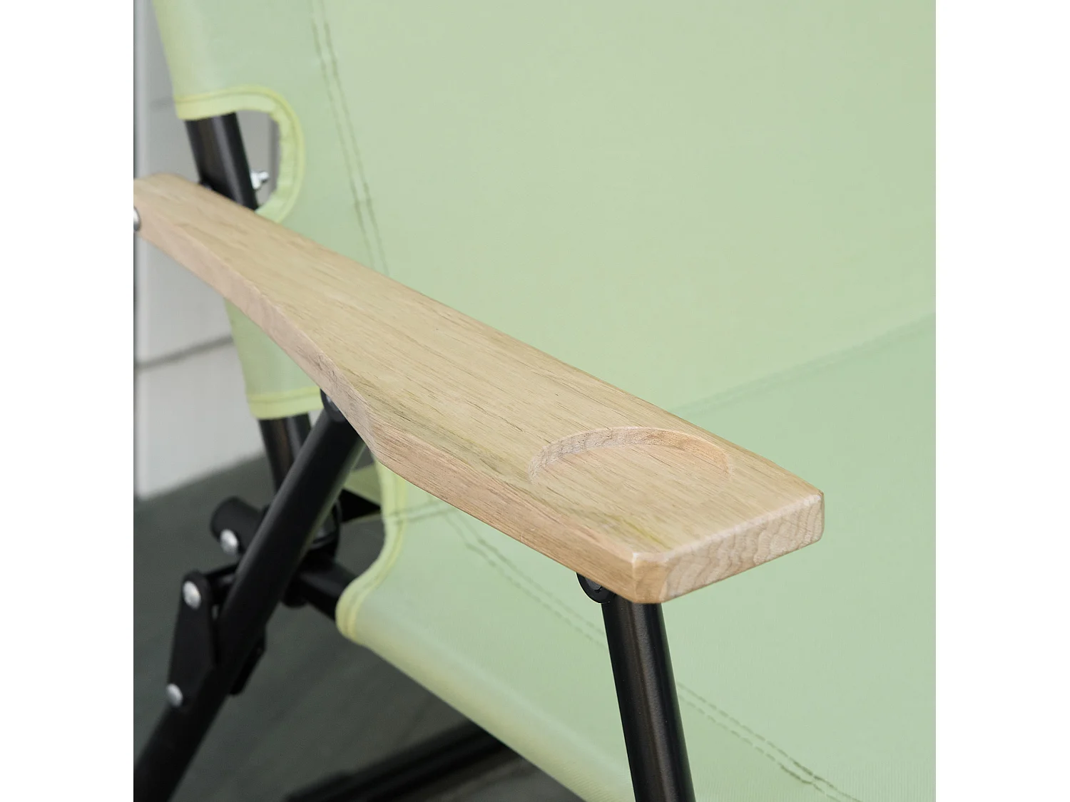 Chaise de Camping 2-Sièges pliable avec porte-gobelets, cadre en acier, tissu Oxford, vert clair (114x67x80 cm)