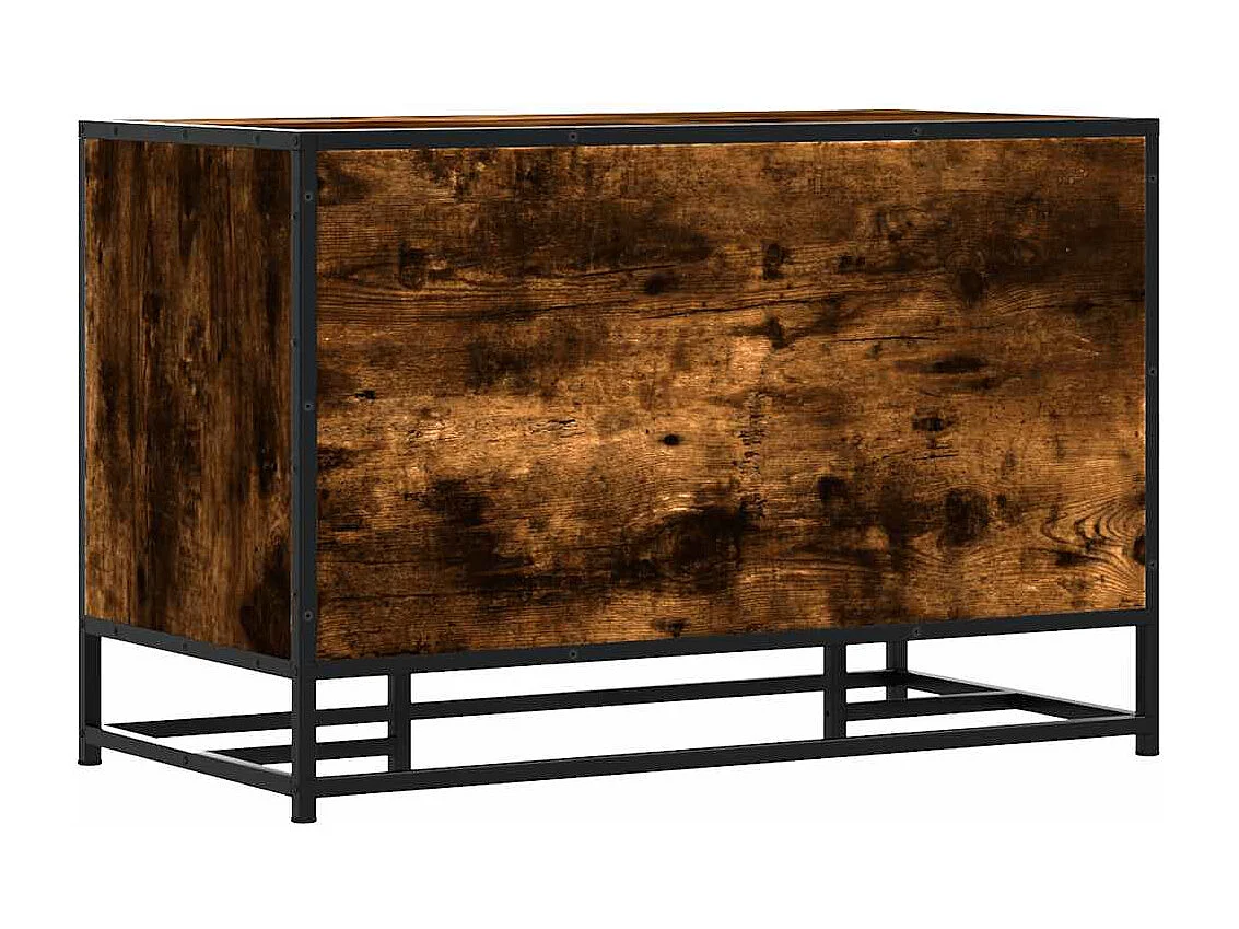 Panca portascarpe in rovere affumicato, legno ingegnerizzato e metallo