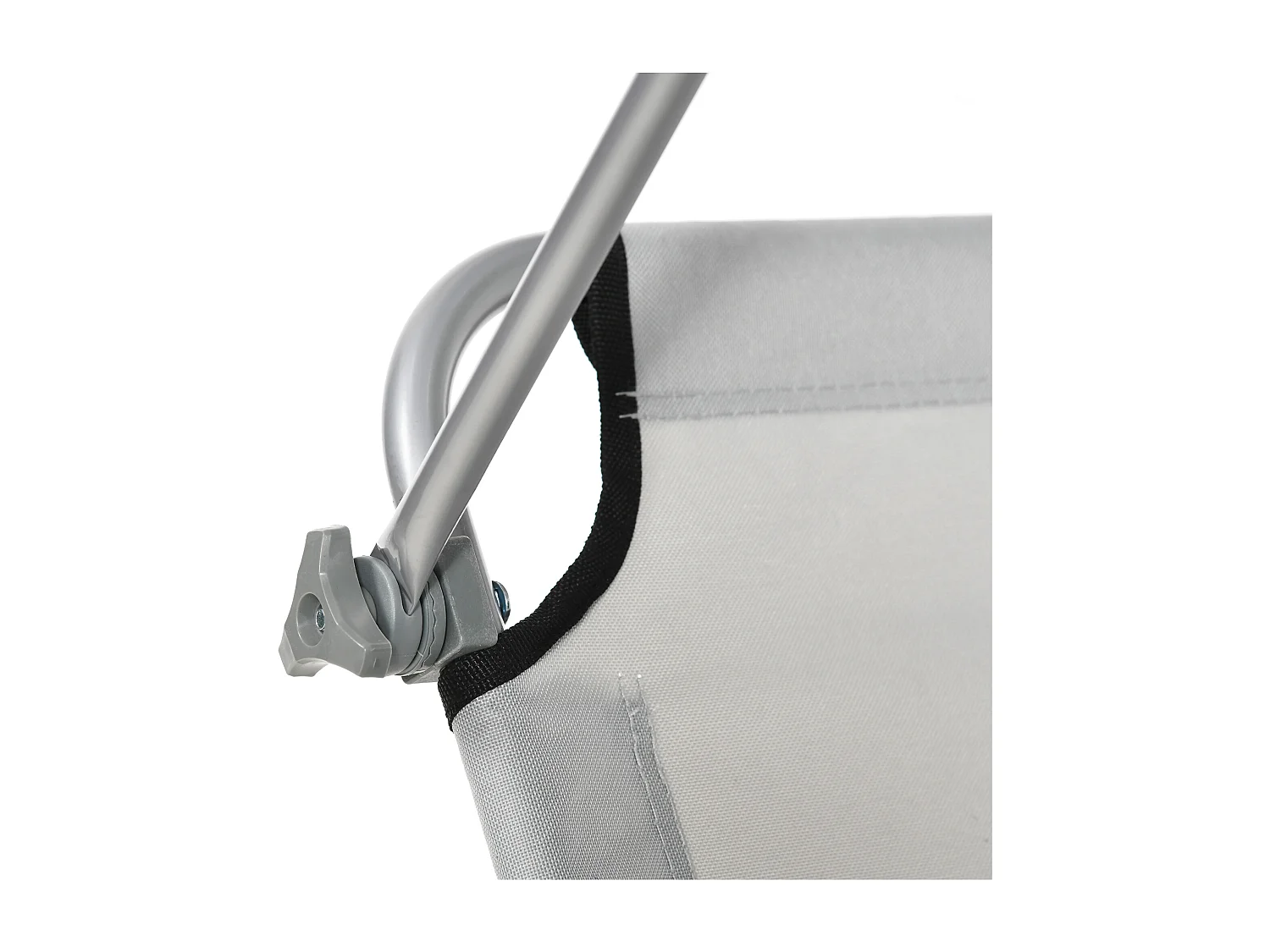 Chaise longue pliante avec toit, métal, gris clair, dossier réglable en 4 positions (187x58x36 cm)