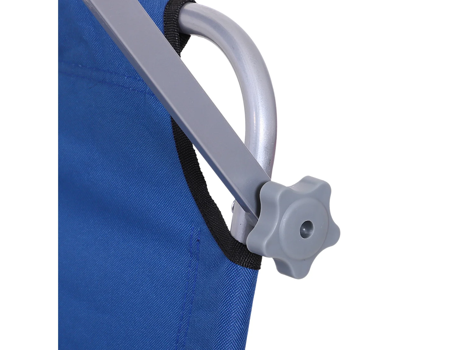 Chaise longue pliante avec toit, 4 positions réglables, métal et tissu Oxford, bleu (187x58x36 cm)