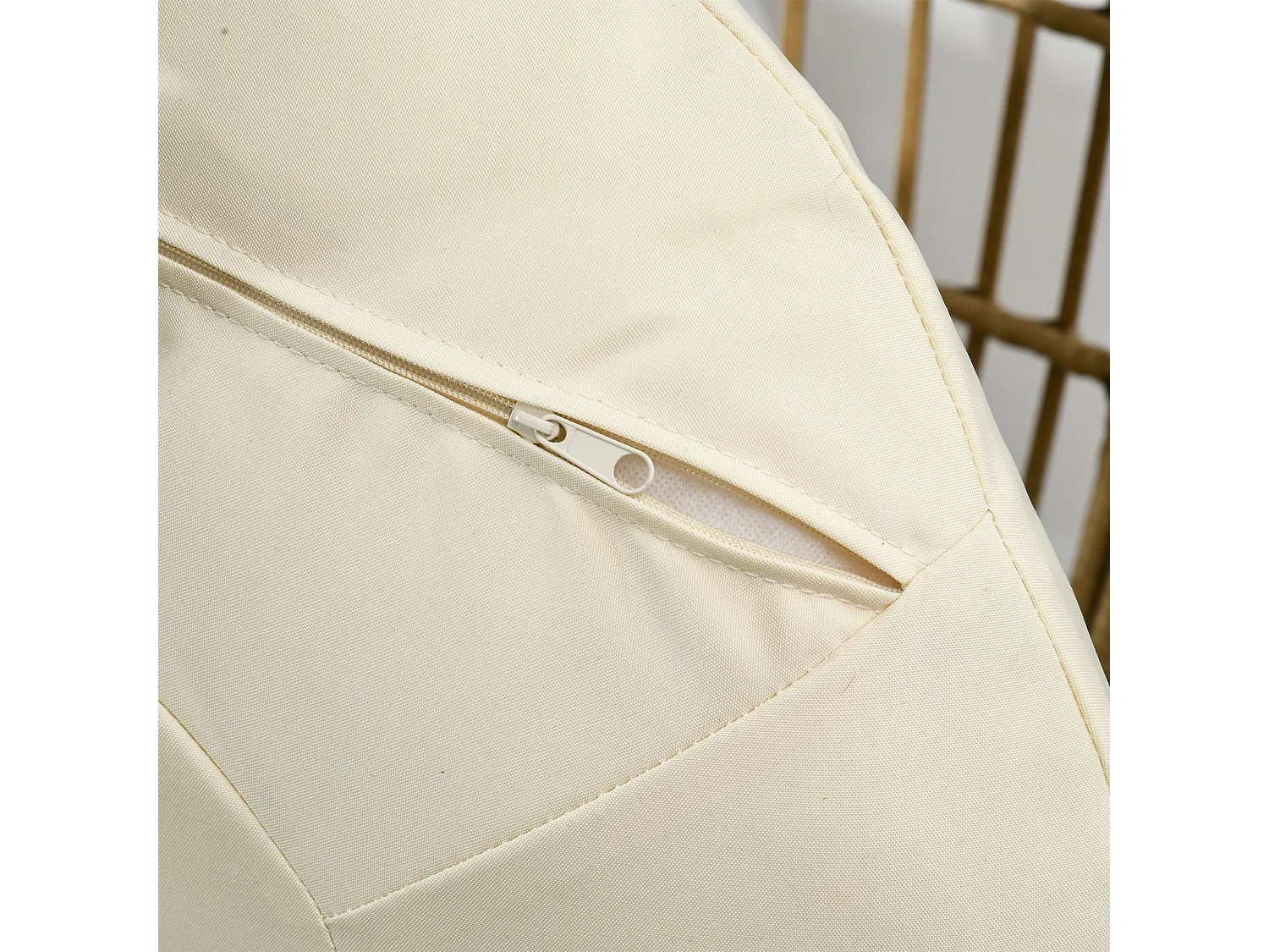 Fauteuil en résine tressée, coussin confortable, métal, khaki (105x90x148 cm)