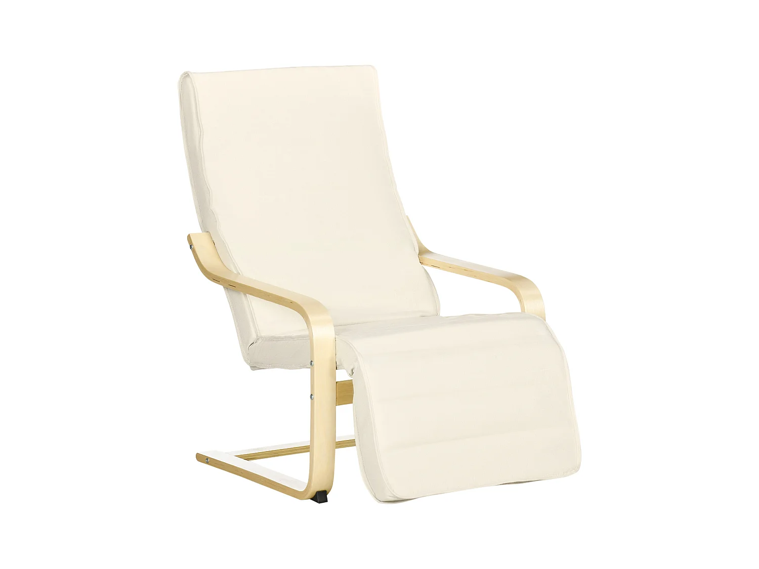 fauteuil pivotant avec repose-pieds ajustable, chaise de salle à manger en lin, bois de bouleau, crème (66.5x94x100 cm)