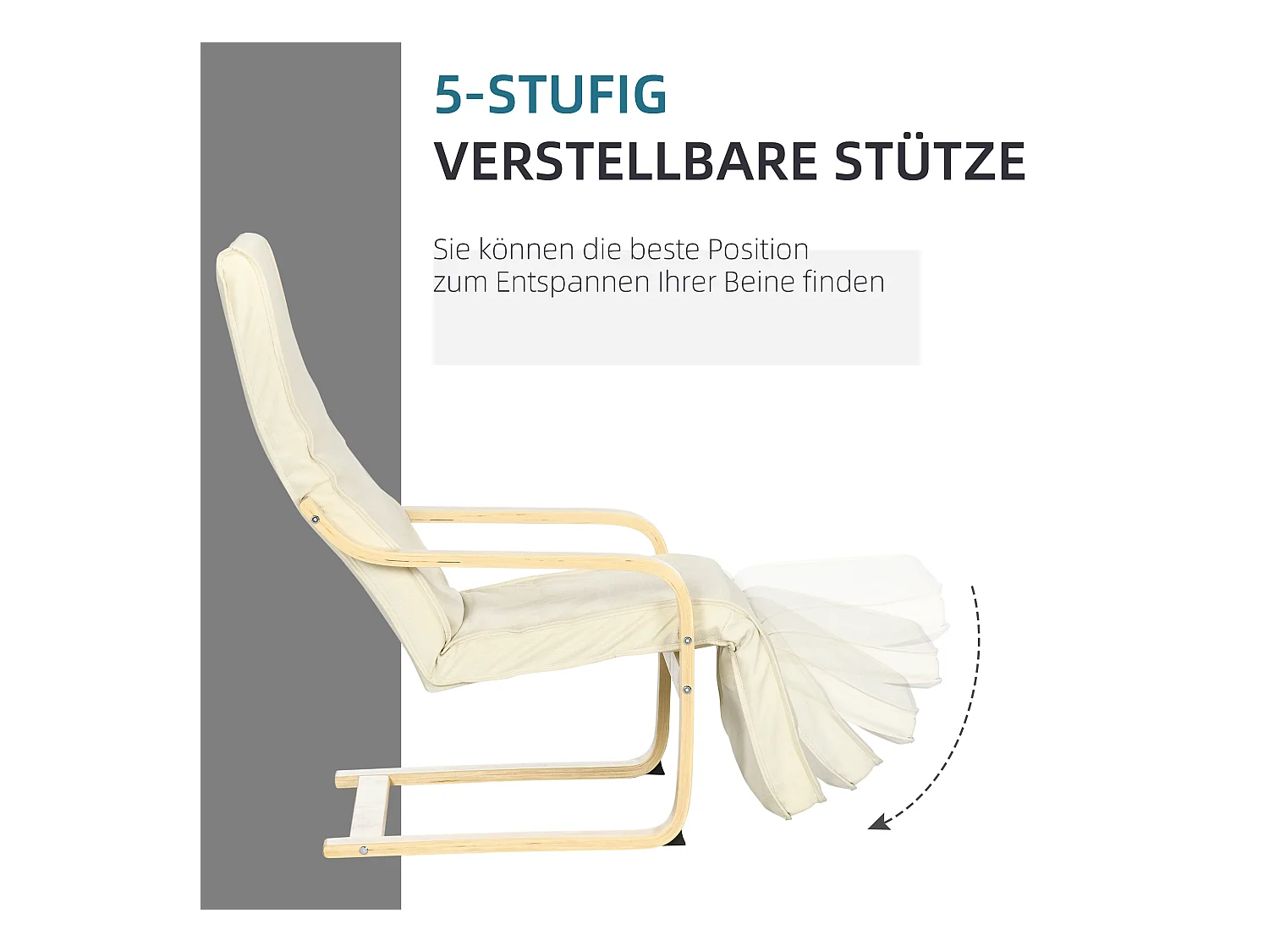 fauteuil pivotant avec repose-pieds ajustable, chaise de salle à manger en lin, bois de bouleau, crème (66.5x94x100 cm)