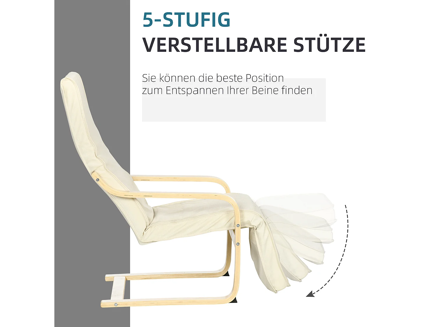 fauteuil pivotant avec repose-pieds ajustable, chaise de salle à manger en lin, bois de bouleau, crème (66.5x94x100 cm)