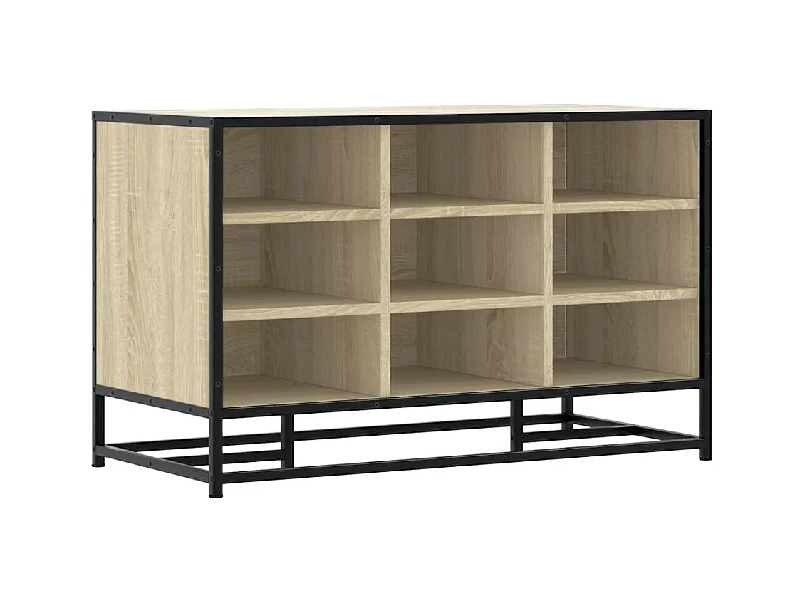 Panca portascarpe in rovere Sonoma, legno ingegnerizzato e metallo