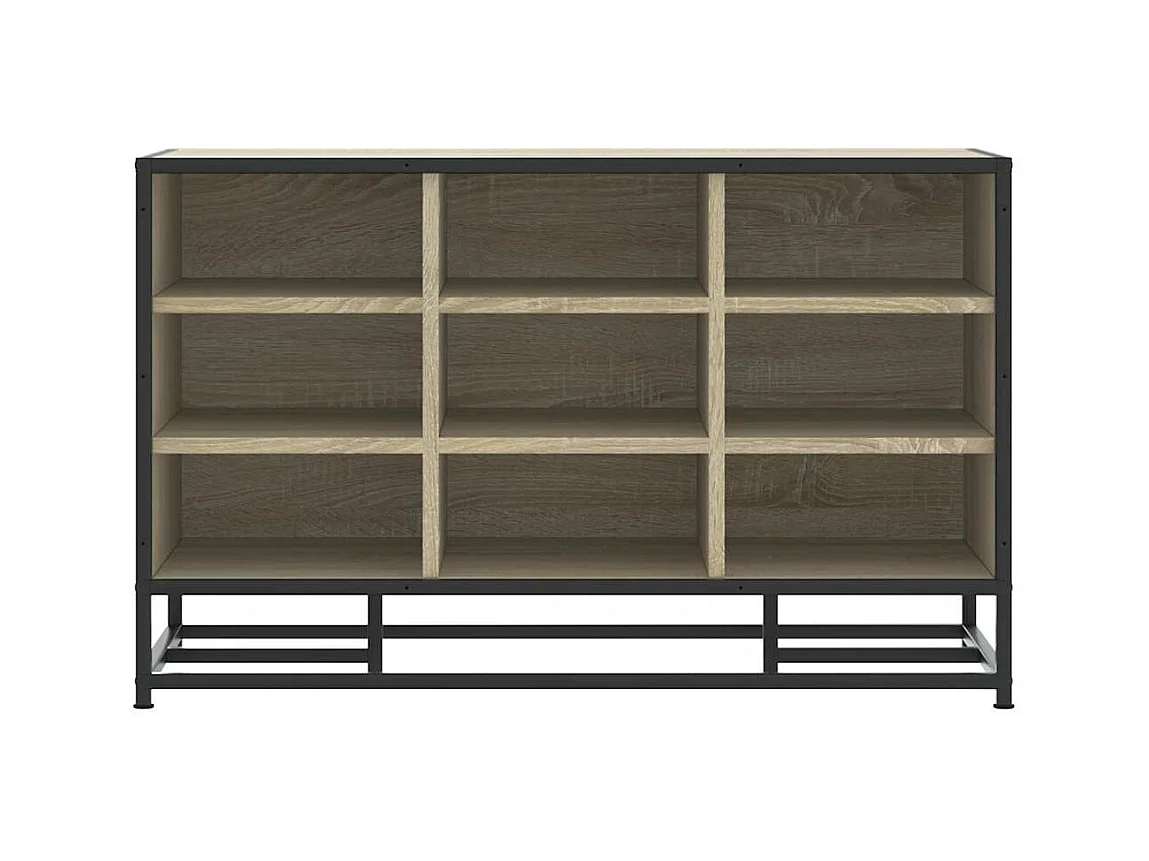 Panca portascarpe in rovere Sonoma, legno ingegnerizzato e metallo