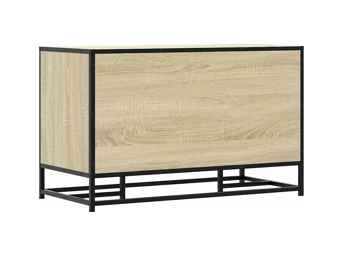 Panca portascarpe in rovere Sonoma, legno ingegnerizzato e metallo