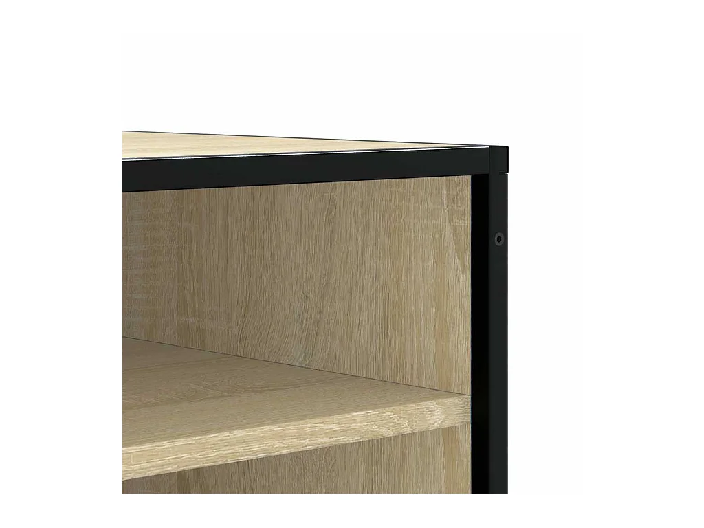 Panca portascarpe in rovere Sonoma, legno ingegnerizzato e metallo