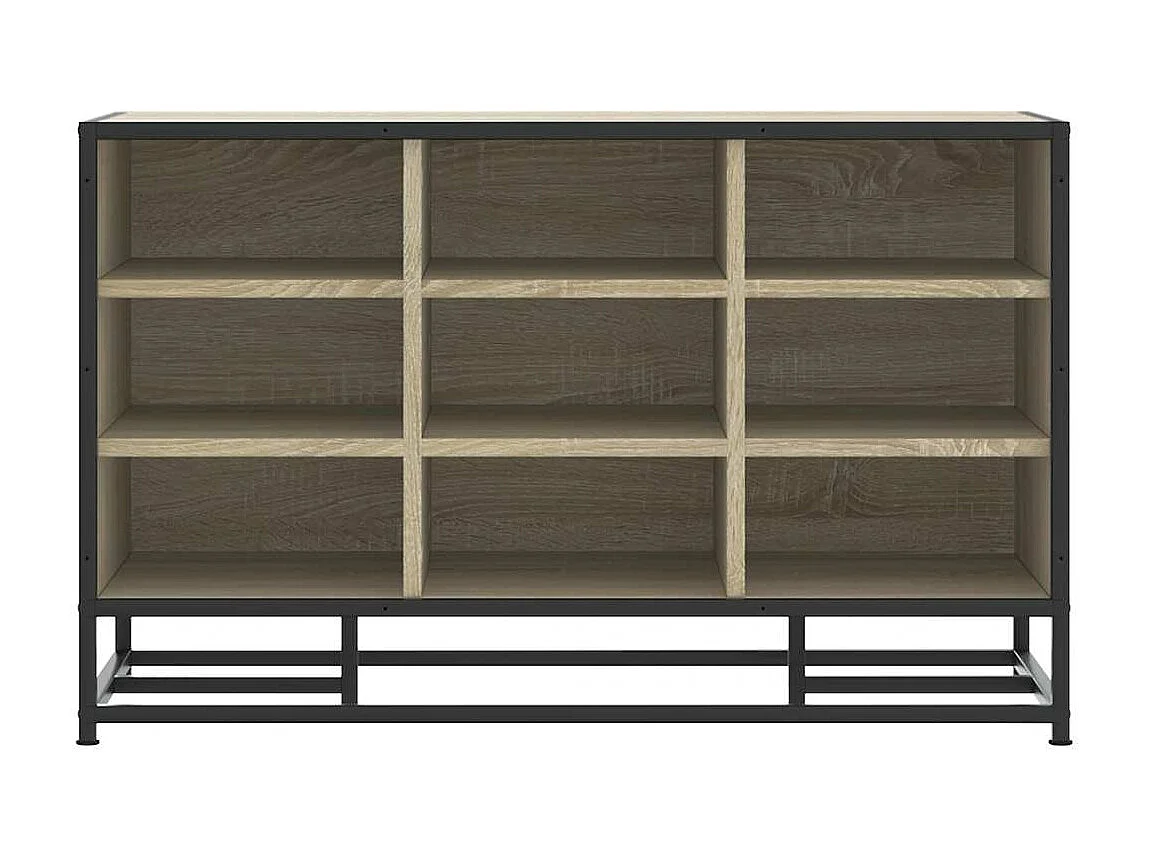 Panca portascarpe in rovere Sonoma, legno ingegnerizzato e metallo