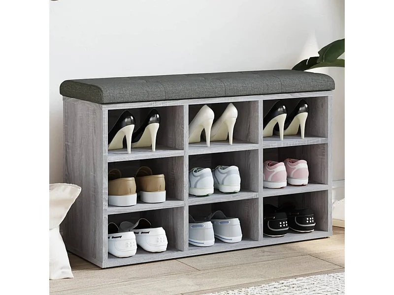 Sonoma grijze schoenenbank 82x32x50 cm bewerkt hout