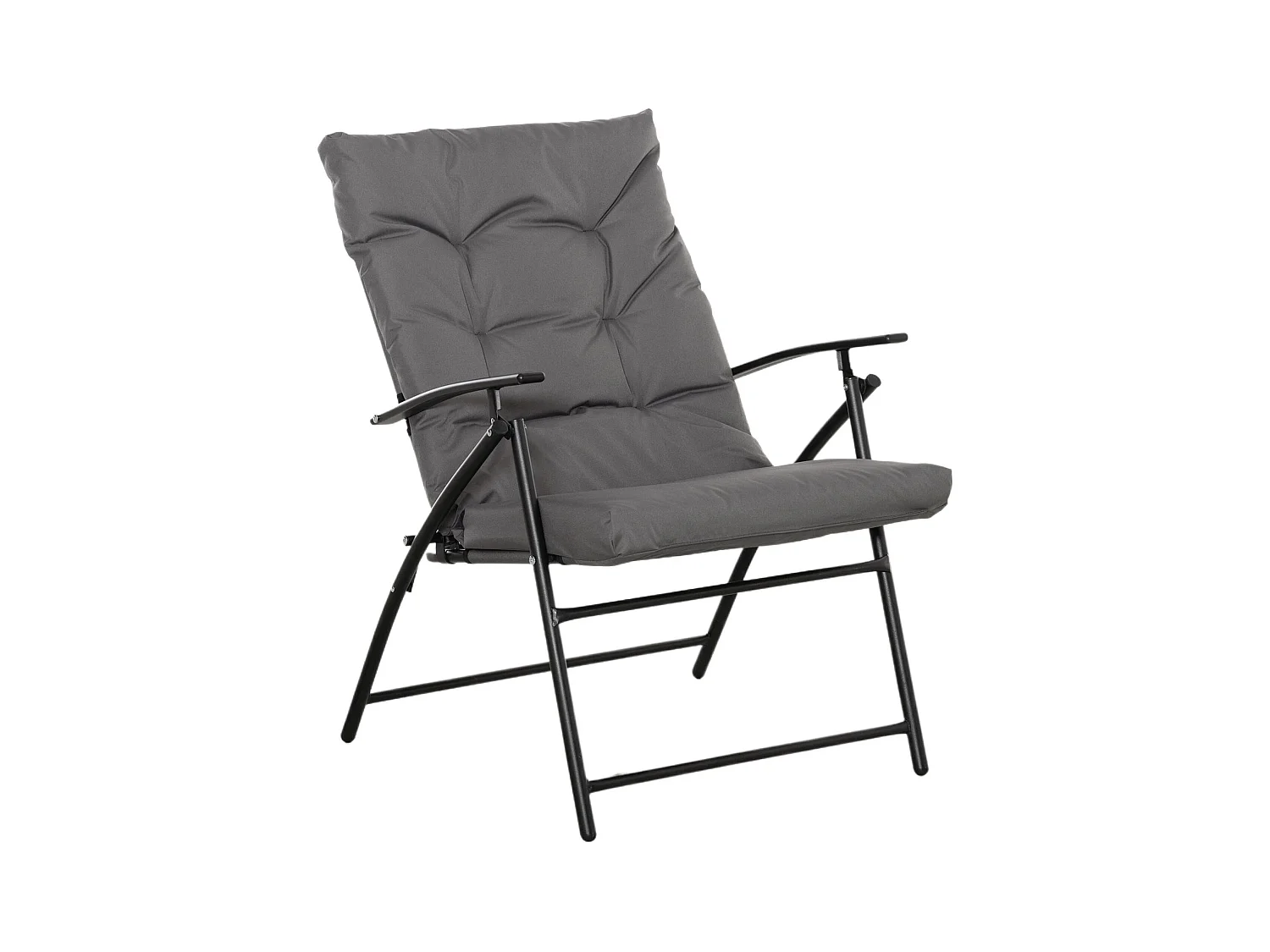 Chaise de camping pliante avec dossier réglable, cadre métal, polyester Oxford, gris (65x65x94cm)