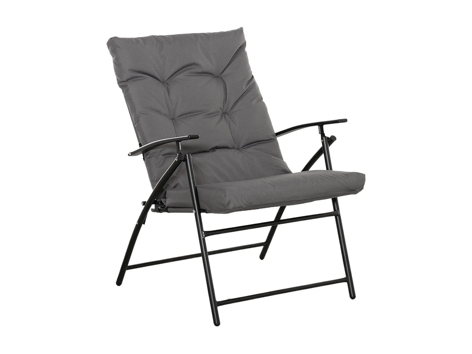 Chaise de camping pliante avec dossier réglable, cadre métal, polyester Oxford, gris (65x65x94cm)