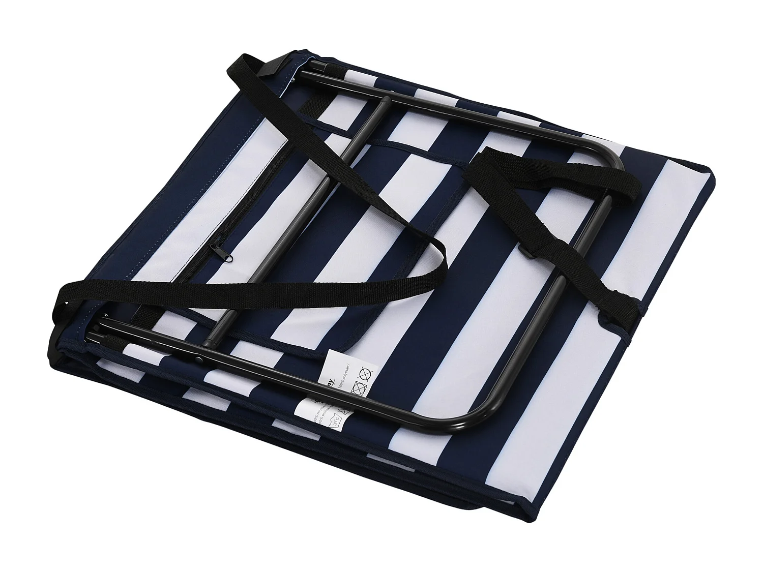 Set van 2 opvouwbare ligstoelen met tafel, staal en Oxford stof, blauw en wit (142x51x40cm)