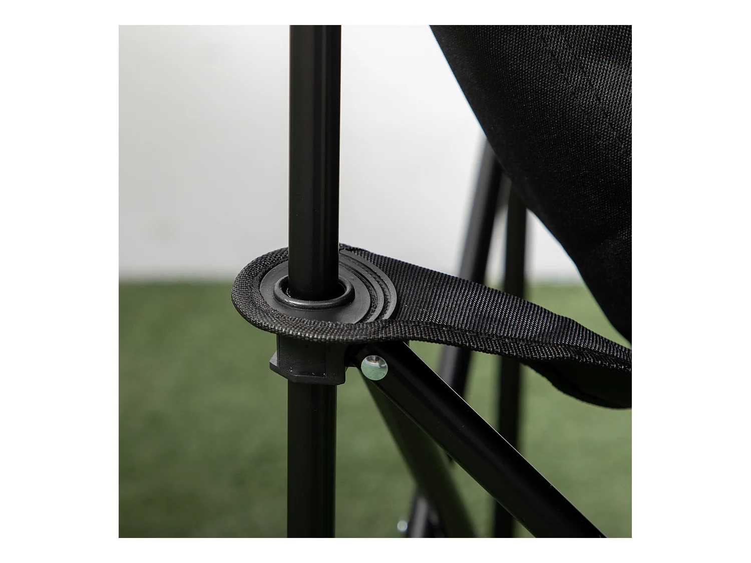 Chaise de camping pliable avec poche latérale, pieds en acier, fauteuil pliant avec sac de transport, pour piscine et plage, Oxford, Noir (61x54x66 cm)