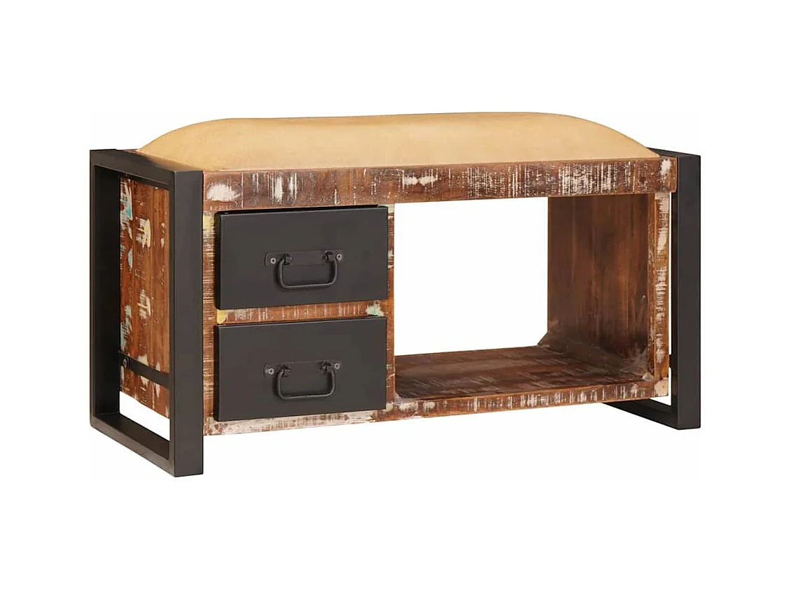 Banc de Rangement Multicolore Bois massif de récupération