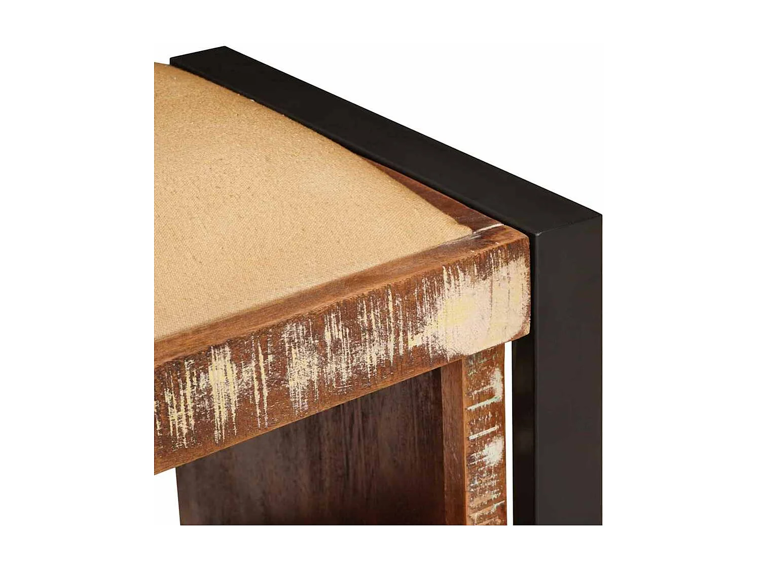 Veelkleurige opbergbank van massief gerecycled hout