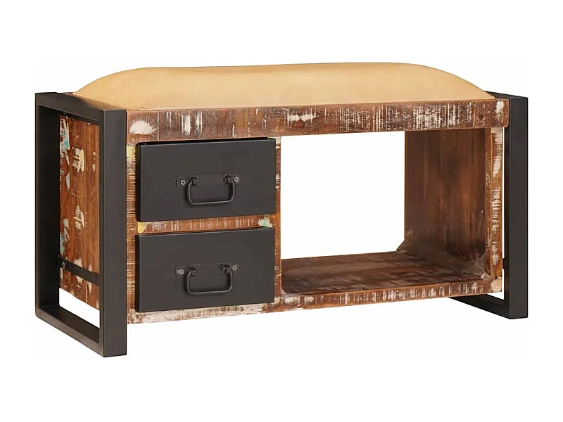 Banc de Rangement Multicolore Bois massif de récupération