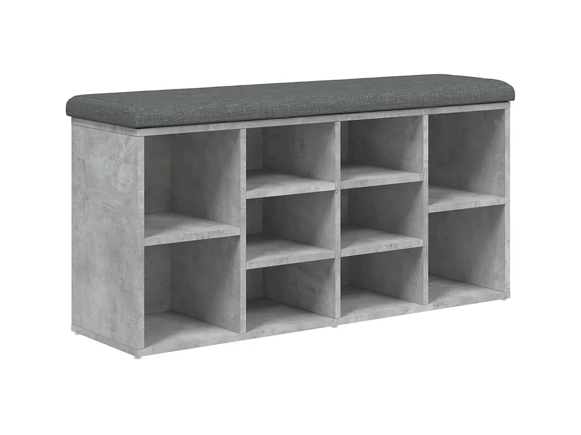 Banc à chaussures gris béton 102x32x50 cm bois d'ingénierie
