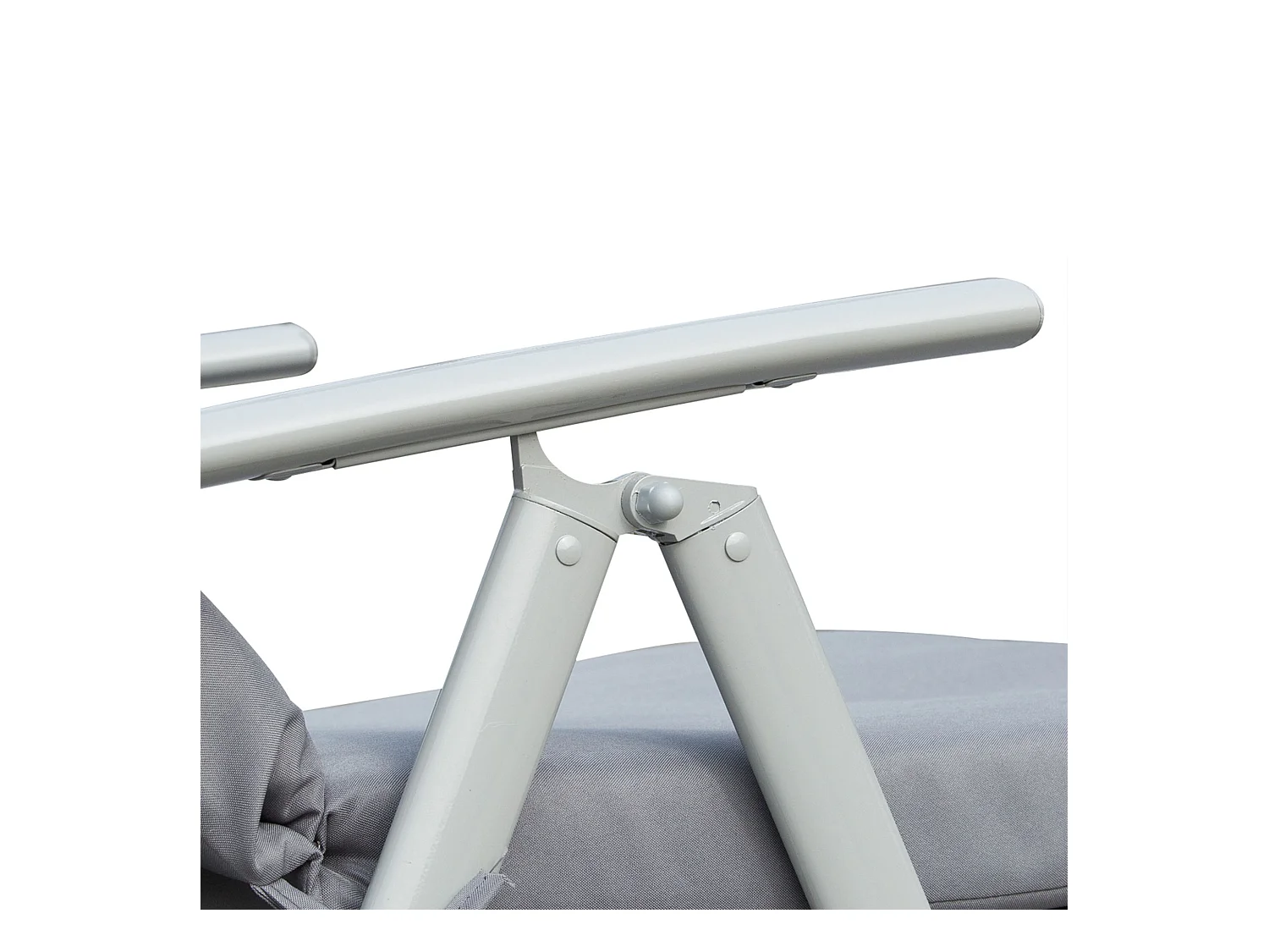 Chaise longue pliable réglable avec coussin, métal et tissu, grise (137x63.5x100.5cm)