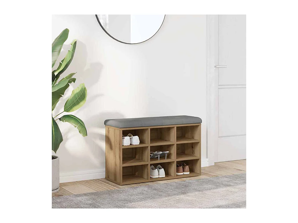 Schoenenbank eiken craft 82x32x50 cm bewerkt hout