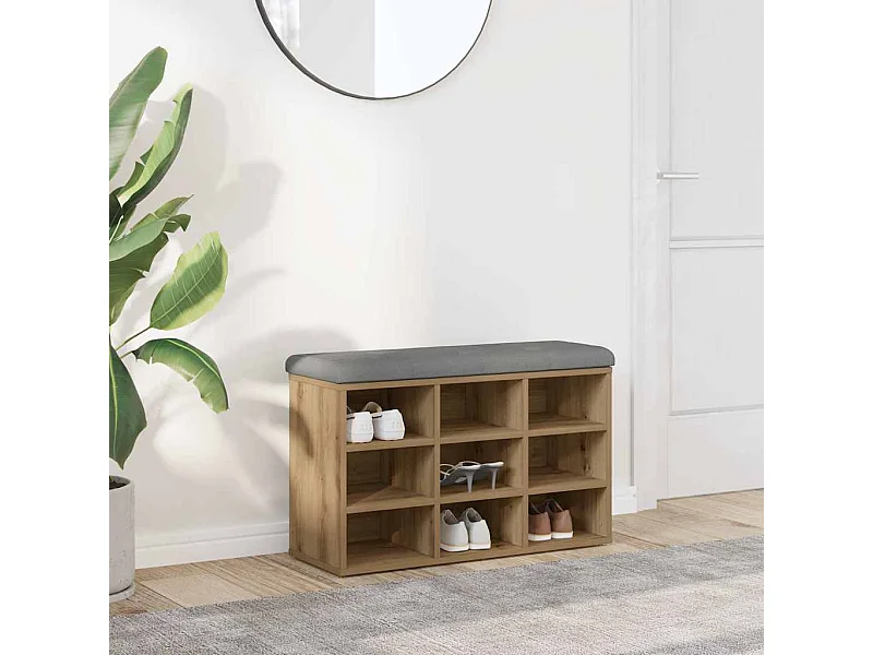 Panca portascarpe in rovere artigianale 82x32x50 cm in legno ingegnerizzato