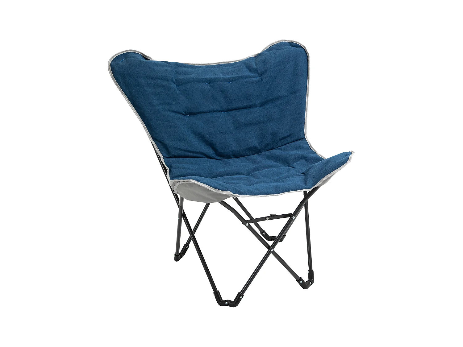 Chaise de camping pliante avec accoudoirs, polyester, bleu, légère et robuste (88x74x84cm)