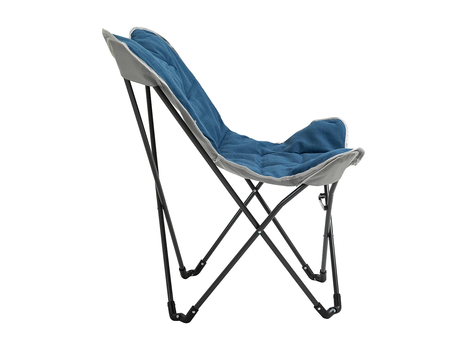 Chaise de camping pliante avec accoudoirs, polyester, bleu, légère et robuste (88x74x84cm)
