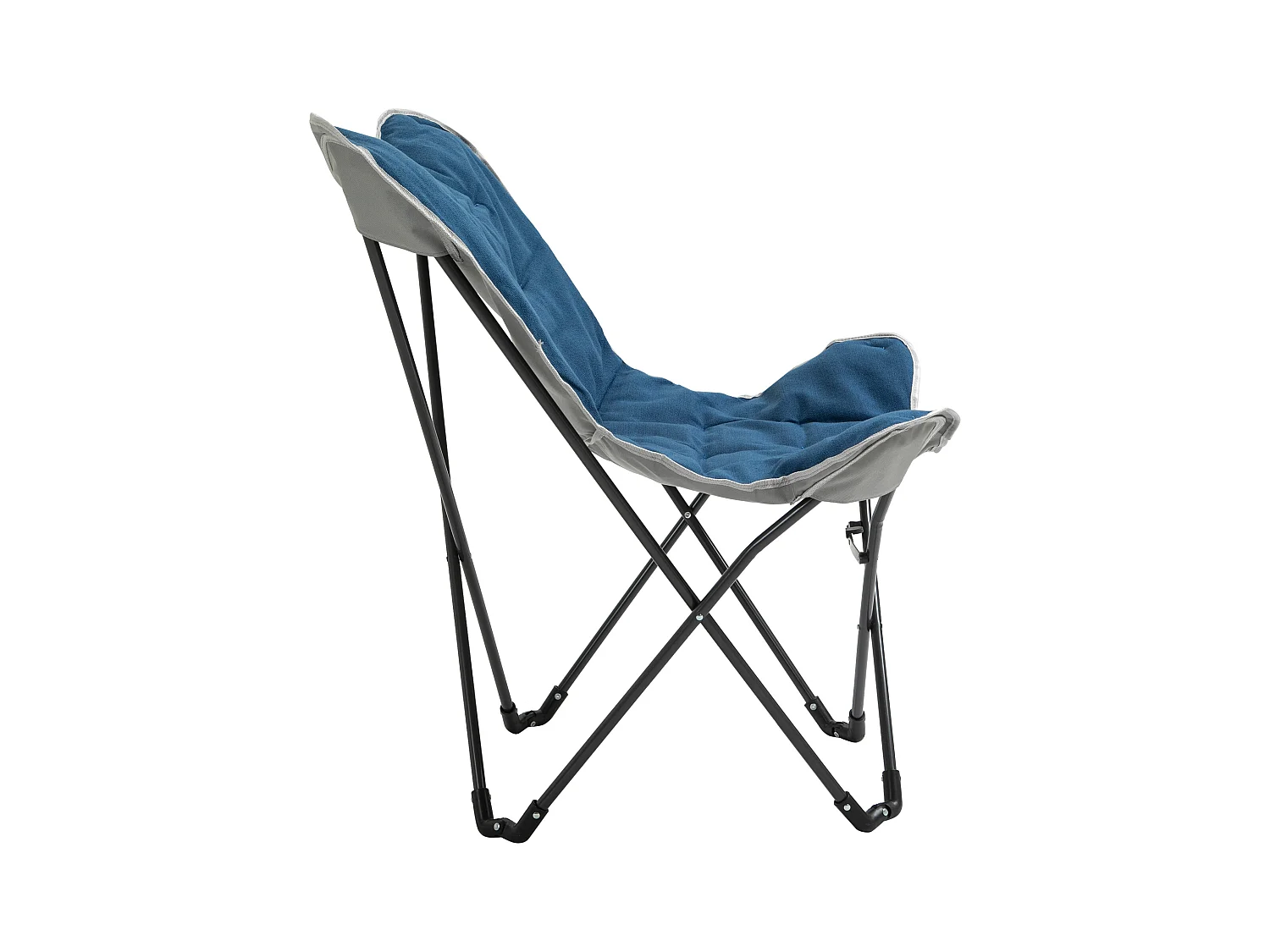 Chaise de camping pliante avec accoudoirs, polyester, bleu, légère et robuste (88x74x84cm)