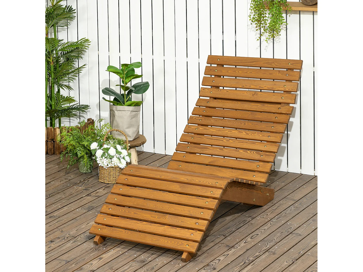 Chaise longue de jardin, en bois de teck, résistant aux intempéries, pour piscine et balcon, 120 kg (66x170x77 cm)