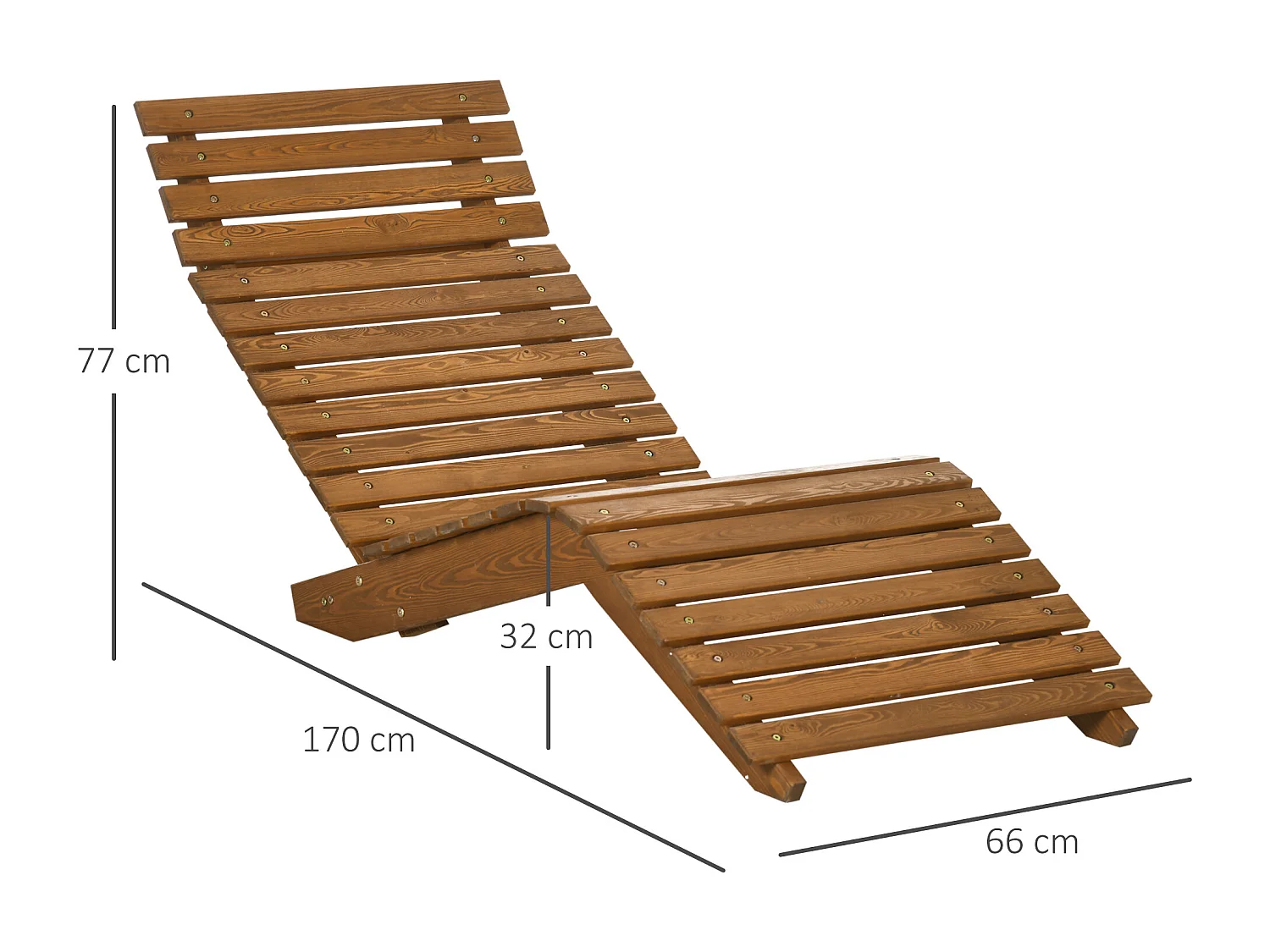 Chaise longue de jardin, en bois de teck, résistant aux intempéries, pour piscine et balcon, 120 kg (66x170x77 cm)