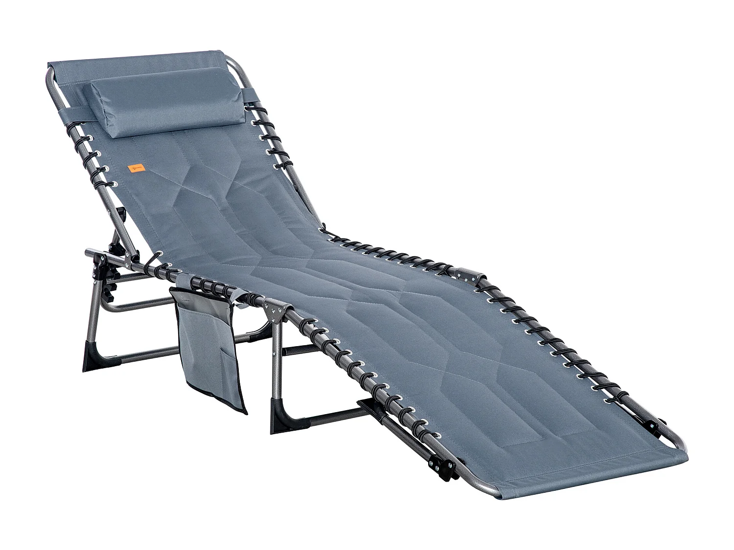 Opvouwbare ligstoel met 5-positie rugleuning, geïntegreerd kussen, duurzaam polyester, grijs (188x57x30cm)