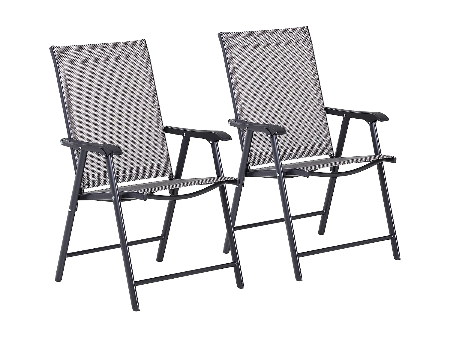 Set de 2 chaises de camping pliables avec accoudoirs, métal, gris (58x64x94 cm)