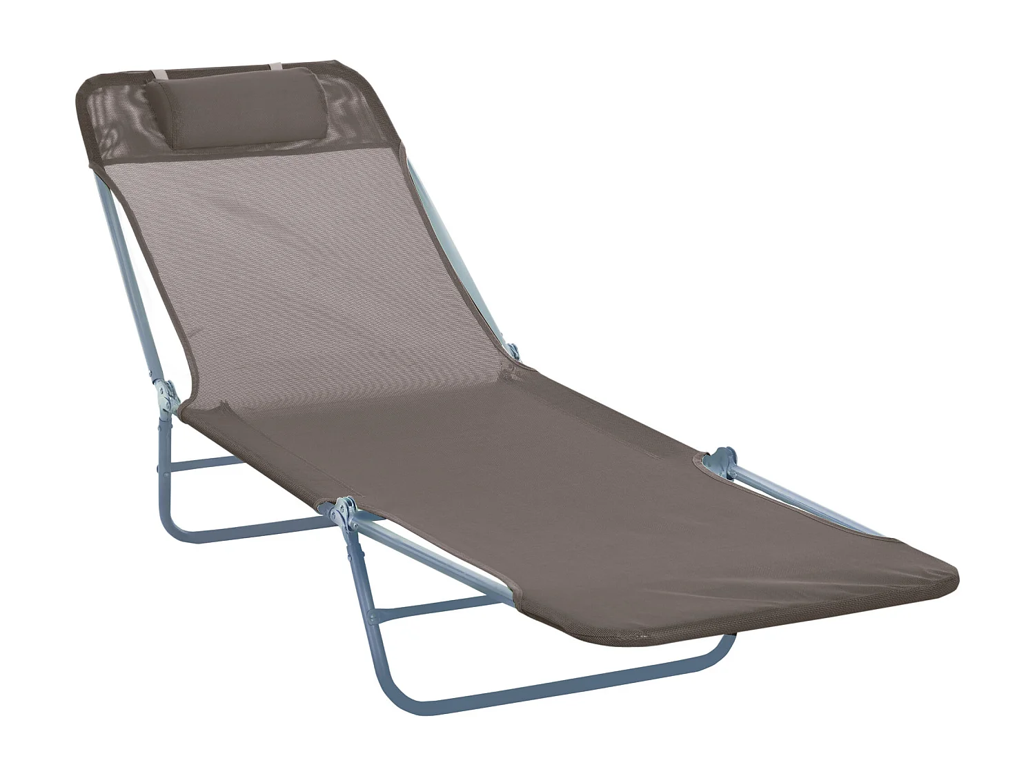 Opvouwbare tuinligstoel, staal, bruin, comfortabel design (182x56x28 cm)